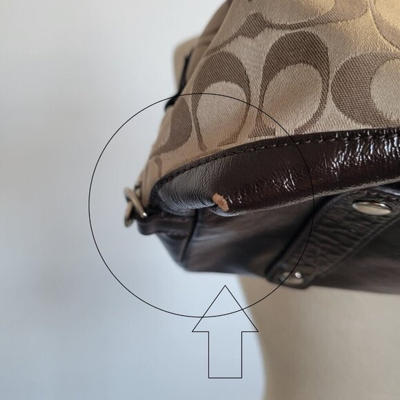 Coach Ashley Signature Sateen Brown/Khaki Satchel Handbag - Picture 15 of 16